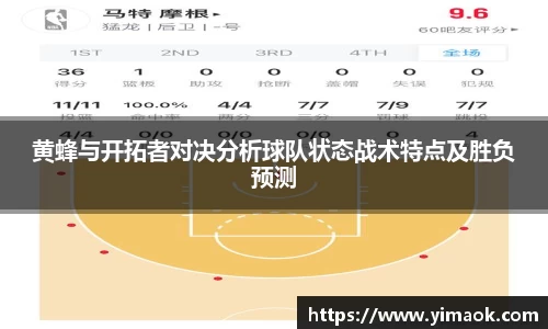 黄蜂与开拓者对决分析球队状态战术特点及胜负预测