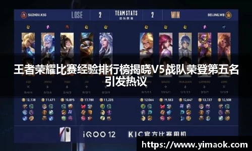 王者荣耀比赛经验排行榜揭晓V5战队荣登第五名引发热议